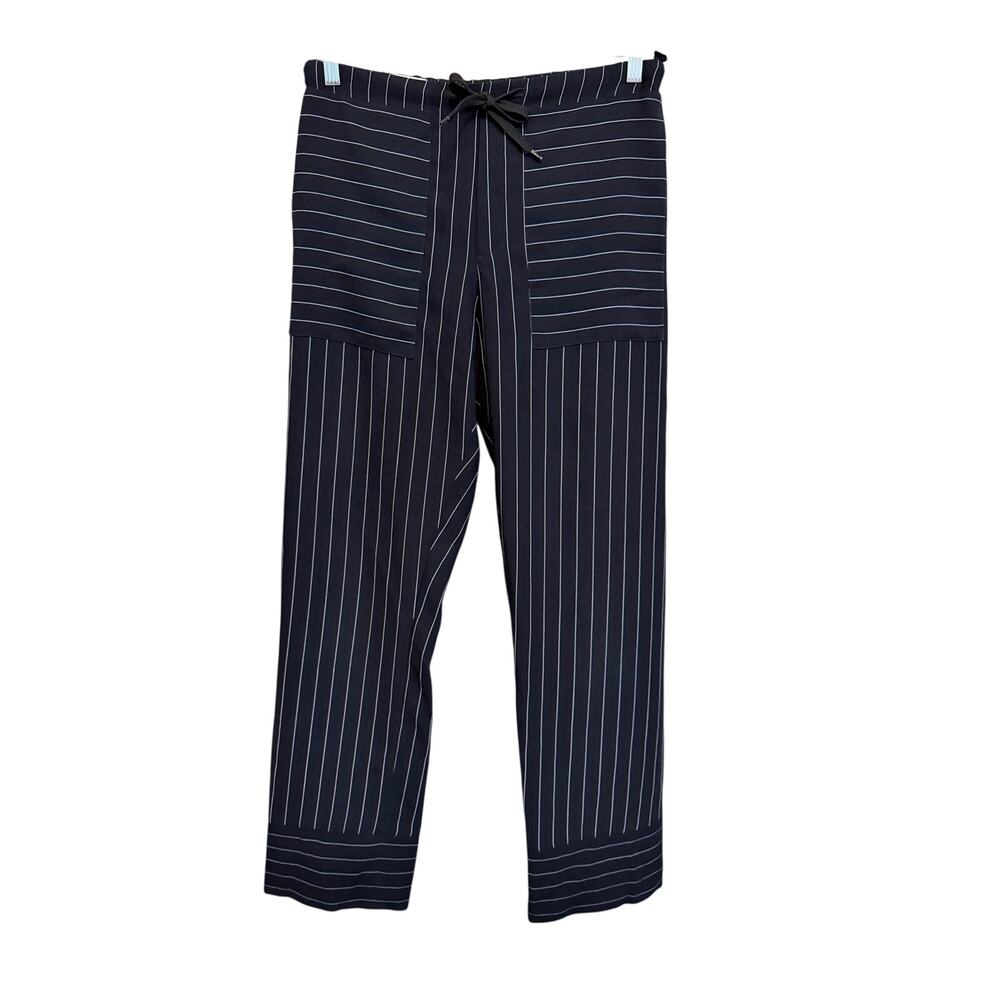 Vanilia Stripe Loose Pants Size 36 Blue Business Career Office Workwear Casual